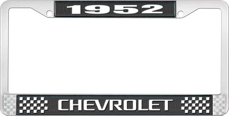 1952 CHEVROLET BLACK AND CHROME LICENSE PLATE FRAME WITH WHITE LETTERING