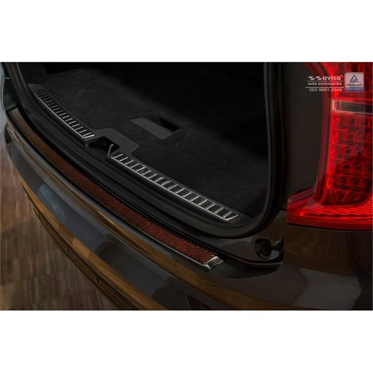 RVS Achterbumperprotector 'Deluxe' Volvo XC90 2015- Zwart/Rood-Zwart Carbon