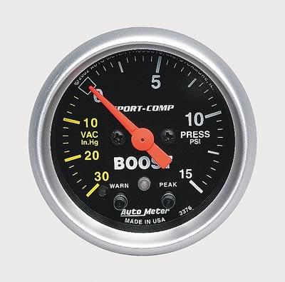 Boost Pressure Gauge 52mm 30 in . Hg . -vac / 15psi Sport-comp Electric