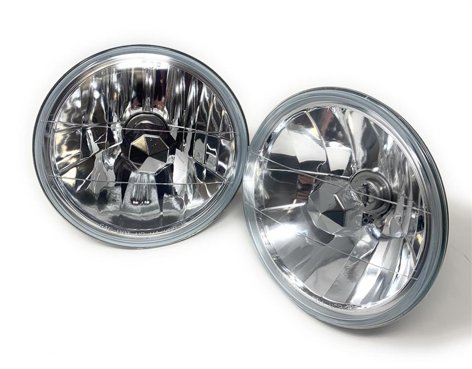Headlight Assembly, 7 in. Round, Glass Lens, 55/60W Halogen Bulbs, SAE/DOT Compliant, Pair