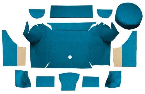 1967-68 Mustang Convertible Loop Trunk Carpet Set with Boards - Ford Blue