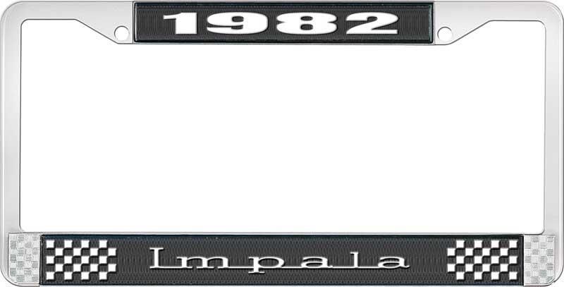 nummerplåtshållare, 1982 IMPALA svart/krom, med vit text