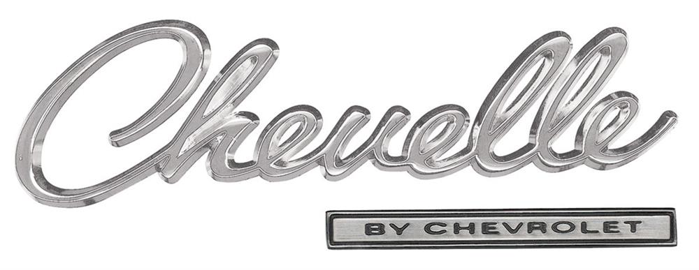 Emblem, Header Panel, Chevelle by Chevrolet (2 piece)