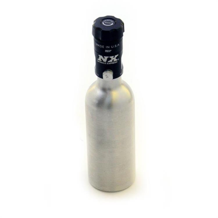 Nitrous Bottle, Nitrous Mini-Bottle, 3.5 oz., 2" Dia., 7.33" Tall, w/Motorcycle Valve
