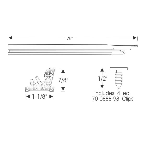 Hardtop roof rail weatherstrip