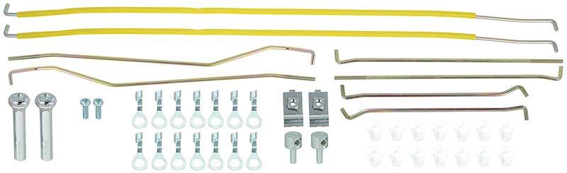 1967-68 Mustang Deluxe Door Latch & Lock Rod Set - Rods, Brackets, Clips, and Hardware