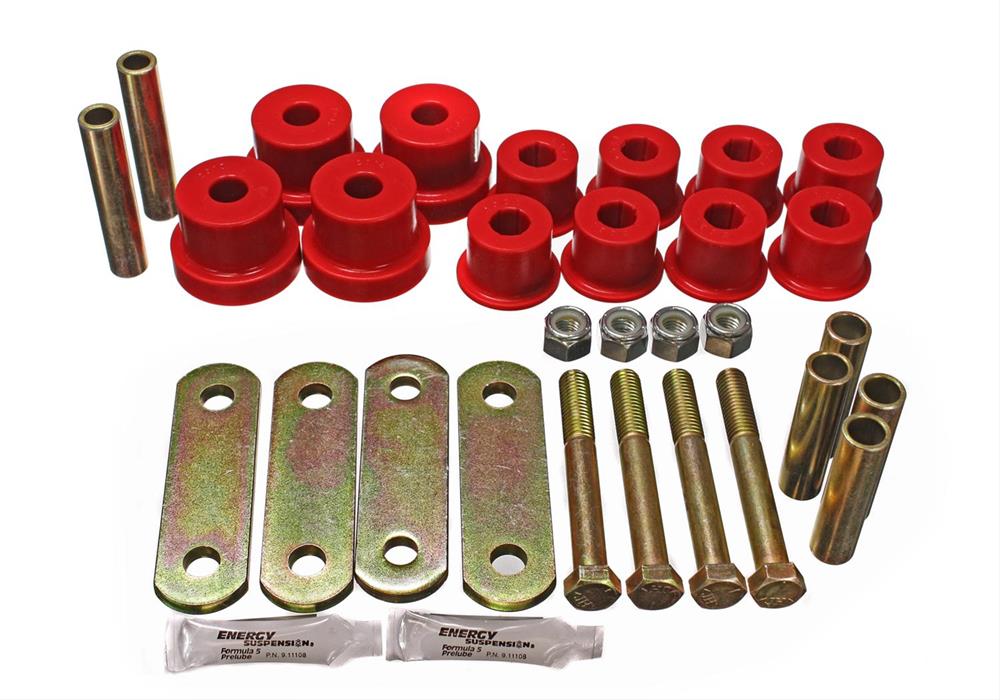 Heavy Duty Shackle Set, Incl. Spring Bushings, Shackle Bushings, Red