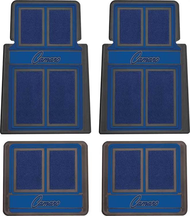 1967-2002 Camaro; Carpet Floor Mat Set; Script Lettering; Blue ; 4 Piece Set