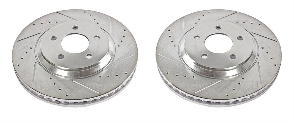 Brake Rotors, Drilled/Slotted, Iron, Zinc Dichromate Plated, Front, Ford, Pair