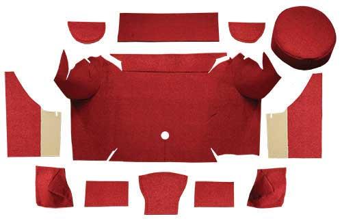 1967-68 Mustang Convertible Loop Trunk Carpet Set with Boards - Red