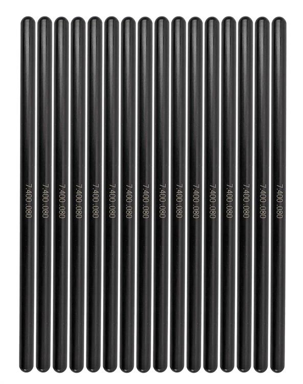 Pushrods, Assembled, One-Piece, 5/16" Diameter, 7.400" Length, 0.080" Wall Thickness, Chromoly, Heat Treated, Ball Tip