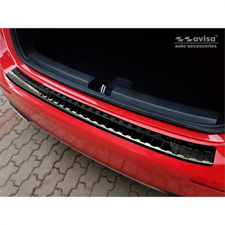 Zwart RVS Achterbumperprotector passend voor Mercedes A-Klasse W177 HB 2018- incl. AMG & EQ 'Ribs'