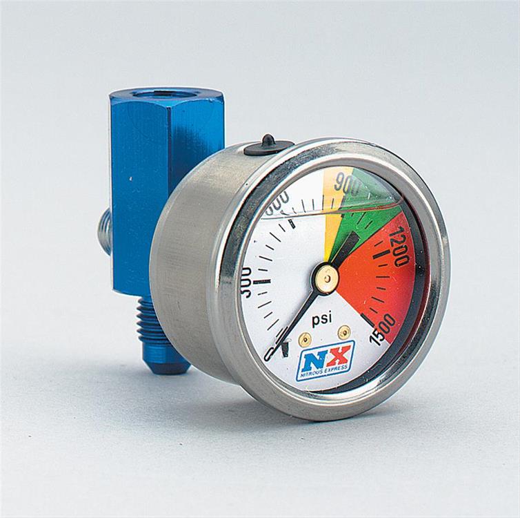 Nitrous pressure, 44.5mm, 0-1500 psi, mechanical, liquid filled