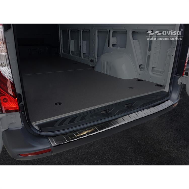 Black Stainless Steel Rear bumper protector suitable for Mercedes Sprinter III 2018- 'Ribs'