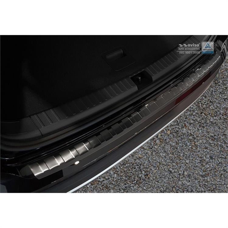 Zwart RVS Achterbumperprotector passend voor Seat Ateca 2016-2020 & FL 2020- 'Ribs'