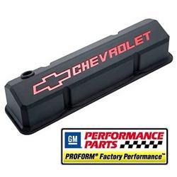 Valve Covers, Tall, Fabricated Aluminum, Black, Bowtie Emblem