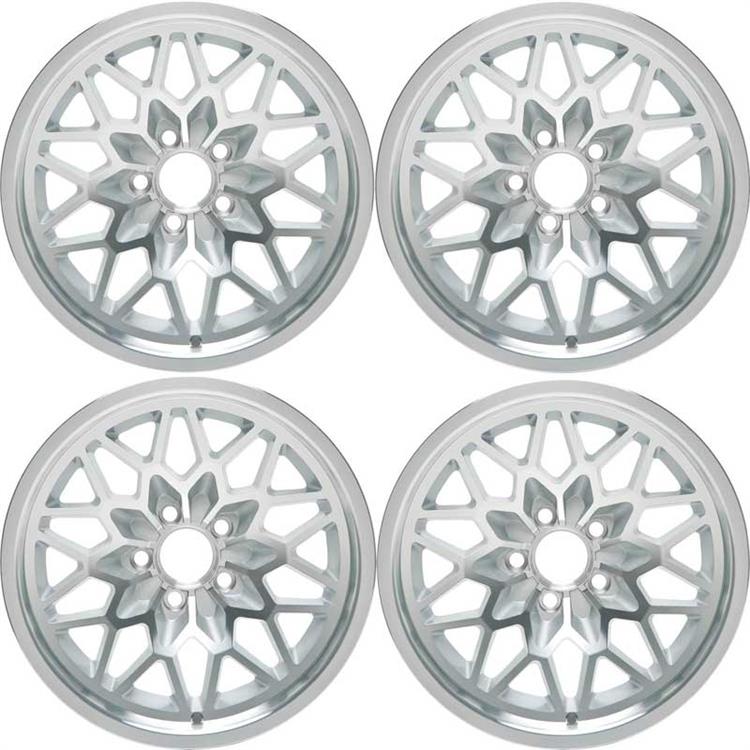 17" X 9" Cast Aluminum Snowflake Wheel Set With Silver accents