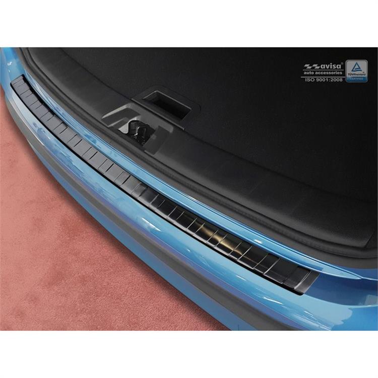 Zwart RVS Achterbumperprotector passend voor Nissan Qashqai II Facelift 2017-2021 'Ribs'