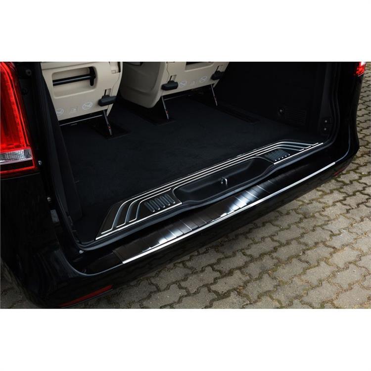 Zwart RVS Achterbumperprotector passend voor Mercedes Vito / V-Klasse 2014-2019 & Facelift 2019- 'Ribs'