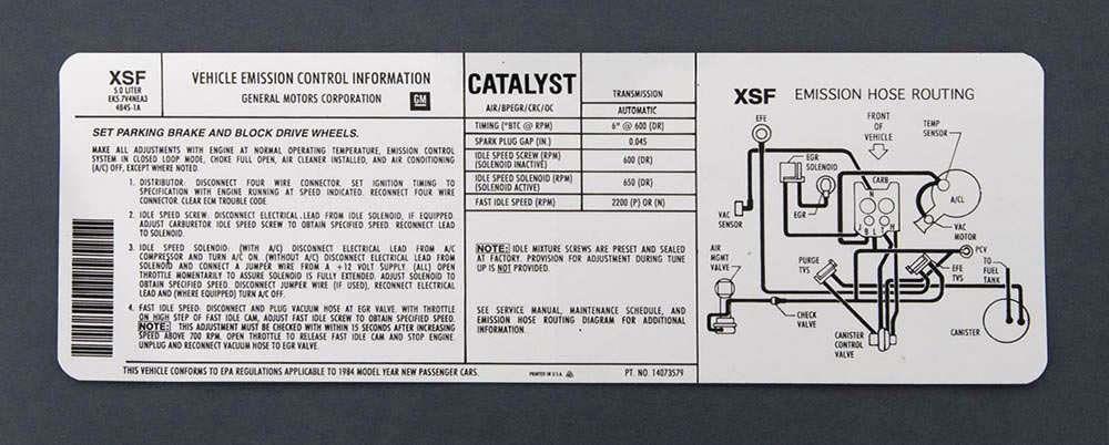 dekal emission,A/T,5.0L