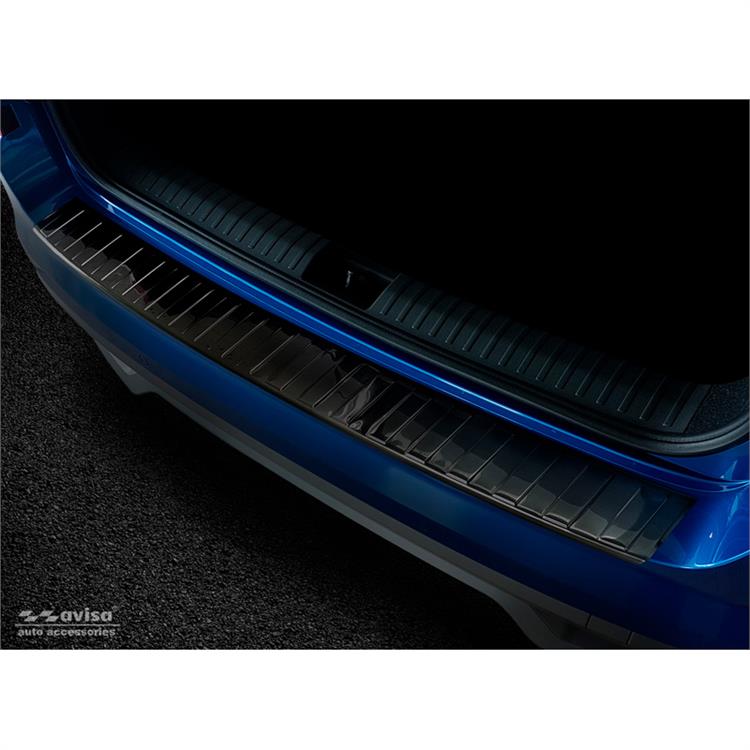 Zwart RVS Achterbumperprotector passend voor Skoda Kamiq 2019- 'Ribs'