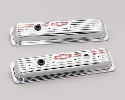 Chrome Center Bolt Valve Covers with Red Bow Tie