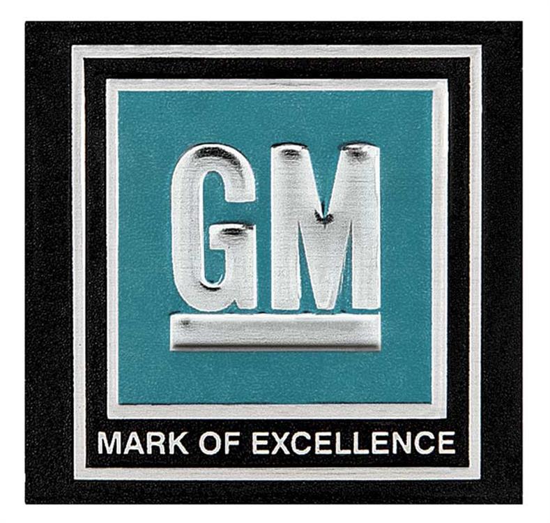 1964-67 GM Cars & Trucks - "GM Mark of Excellence" Seat Belt Buckle Decal - Aqua