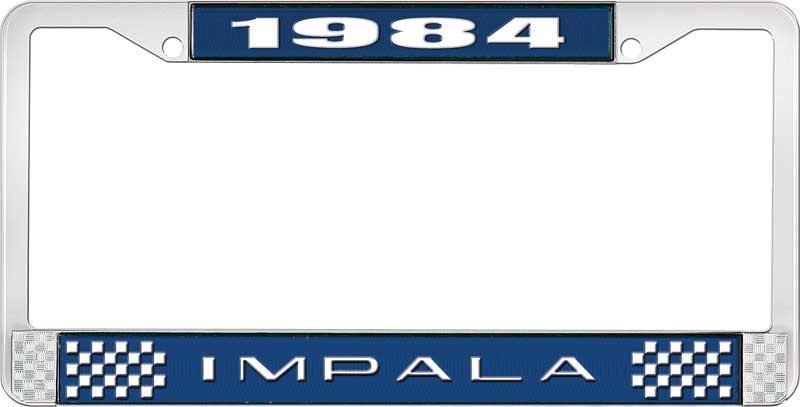 nummerplåtshållare, 1984 IMPALA  blå/krom, med vit text