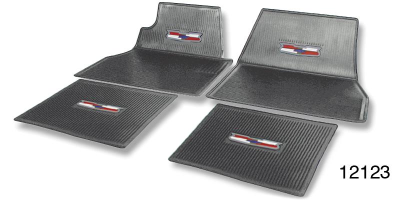 Mats, floor, w/ crestlogo, gray, set of 4