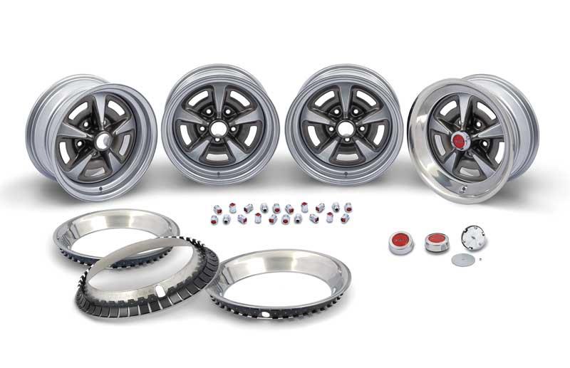 15" X 7" Rally II Wheel Kit With Red Center Caps
