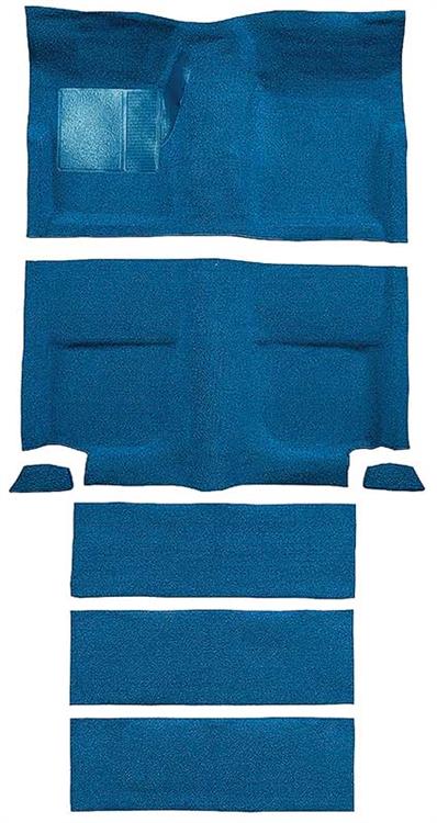 1965-68 Mustang Fastback Nylon Floor Carpet  with Fold Downs and Mass Backing - Medium Blue