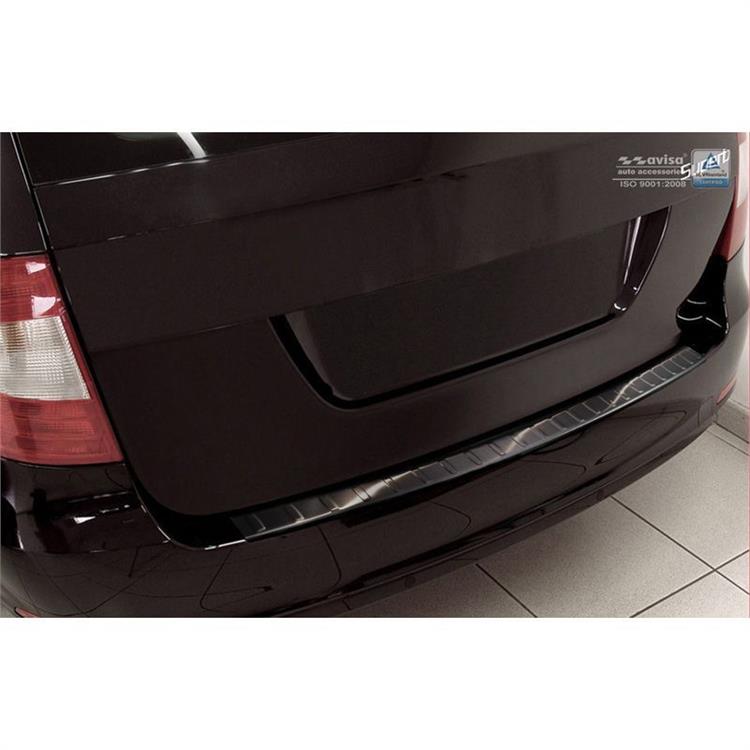 Zwart RVS Achterbumperprotector passend voor Skoda Superb Kombi 2009-2013 'Ribs'