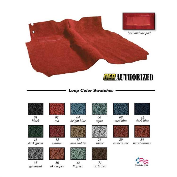 1955-57 CHEVY 2 & 4 DOOR 1-PIECE MOLDED LOOP CARPET - MAROON