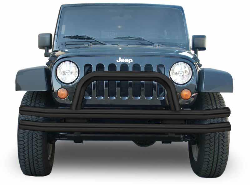 Double Tube Front Bumper w/ Light Pods & Hoop in Textured Black