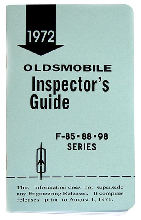 Book, "Inspectors Guide", 1972 Oldsmobile