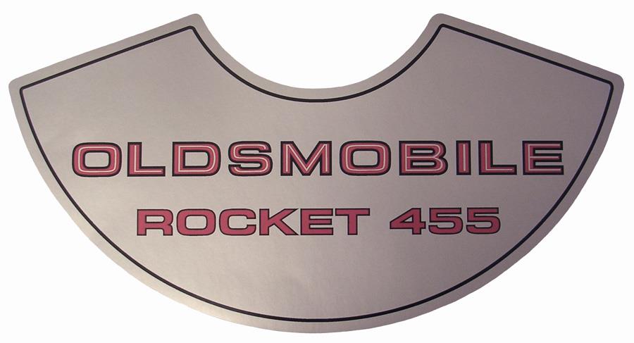 Air Cleaner Decal, 'Oldsmobile Rocket 455' 4 Barrel