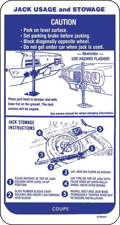 Jacking Instruction Decal