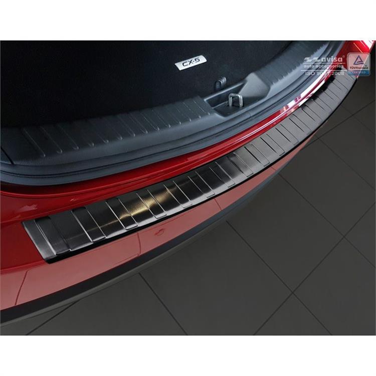 Zwart RVS Achterbumperprotector passend voor Mazda CX5 II 2017- incl. Facelift 'Ribs'