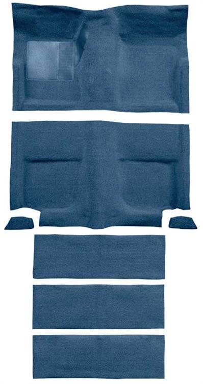 1965-68 Mustang Fastback Loop Carpet with Fold Downs and Mass Backing - Medium Blue