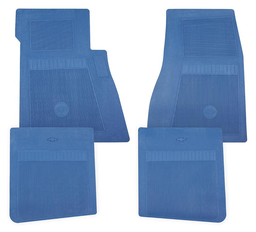 Floor Mats, Rubber, with Bowtie Logo, Medium Blue