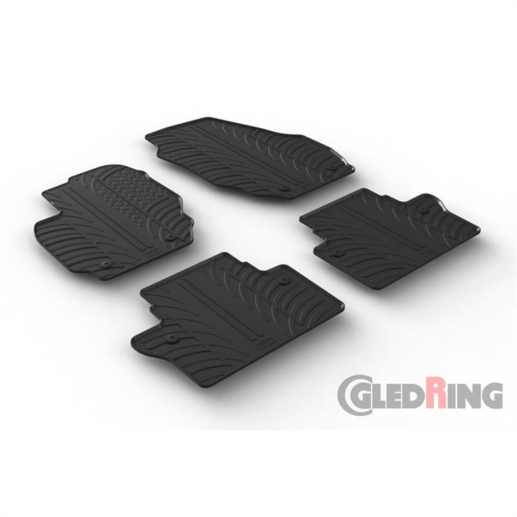 Rubbermatten passend voor Volvo V70/XC70 2007-2016 (T profiel 4-delig + montageclips)