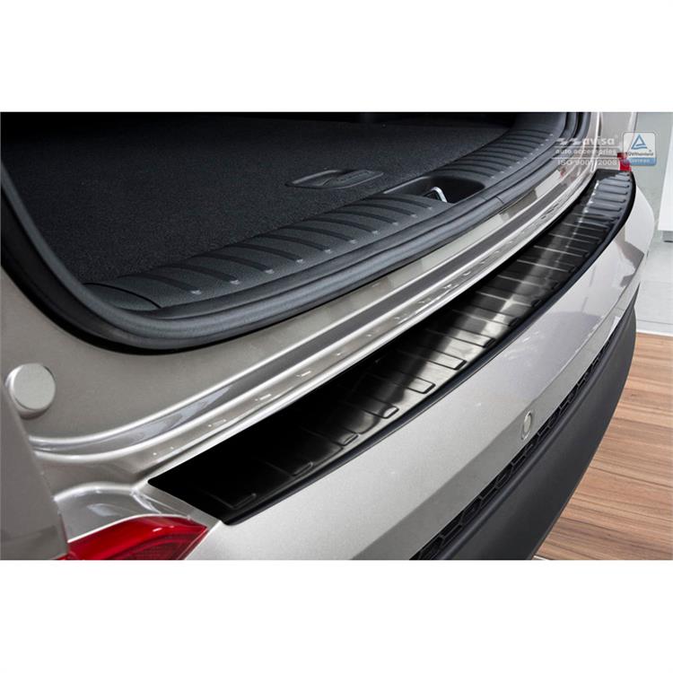 Black Stainless Steel Rear bumper protector suitable for Hyundai Tucson 2015-2018 'Ribs'