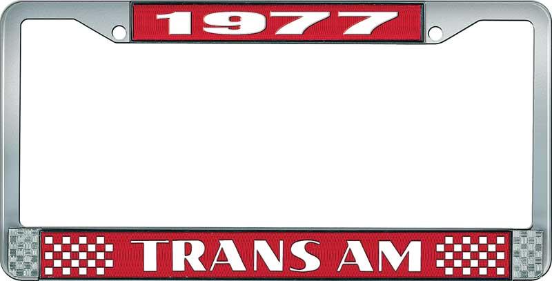 1977 Trans Am Style #2 License Plate Frame  Red and Chrome with  White Lettering