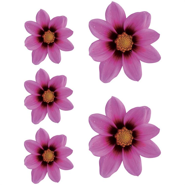 dekal, Flower Garden roze 2x16x15cm+3x8,5x