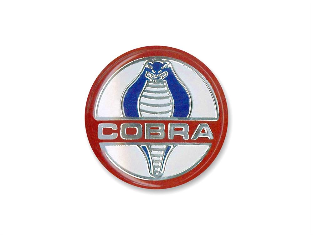 Emblem, Replacement, Horn Button Location, Solid, Aluminum, Chrome/Red/White/Blue, Cobra Logo, Ford, Each