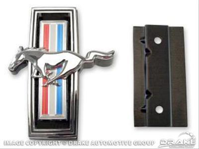 Emblem, Replacement, Grille Location, Solid Style, Chrome/Red/White/Blue, Running Horse Logo