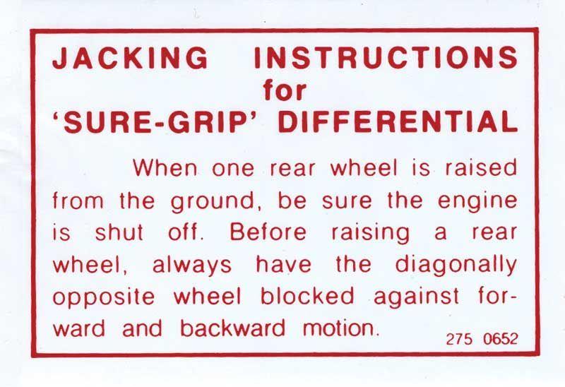 dekal domkraftsinstruktioner, "Sure-Grip"