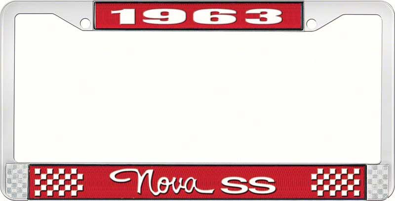 1963 NOVA SS LICENSE PLATE FRAME STYLE 3 RED
