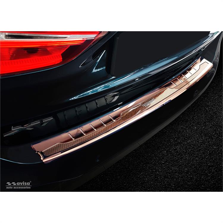 Stainless Steel Rear bumper protector 'Deluxe' suitable for BMW X1 F48 2015- 'Performance' Copper Mirror/Copper Carbon