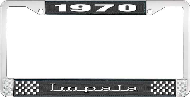 nummerplåtshållare, 1970 IMPALA svart/krom, med vit text